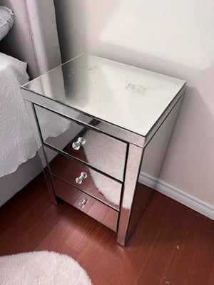 3 Drawer Mirrored Side Table