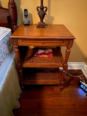 Ethan Allen 3-Tier Cane Side Table