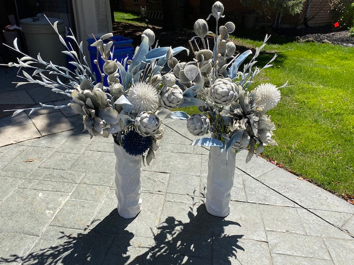 2 White Decorative Vases