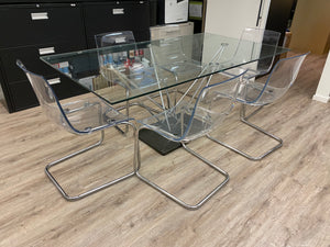 Modern Glass Dining Table + 6 "Tobias" IKEA Chairs