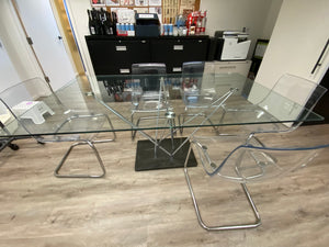 Modern Glass Dining Table + 6 "Tobias" IKEA Chairs
