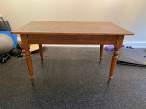 Antique Pine Harvest Table on Casters