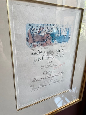 Chateau Mouton Rothschild Framed Label Print- 1989