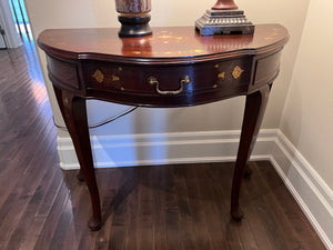 Inlaid Demilune Table + Matching Mirror