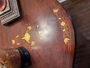 Inlaid Demilune Table + Matching Mirror