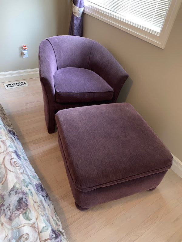 Purple Tub Chair + Ottoman