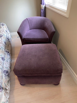 Purple Tub Chair + Ottoman