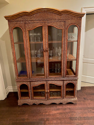 Faux Bamboo & Rattan China Cabinet/Hutch