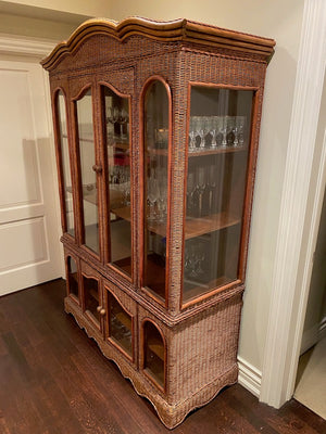 Faux Bamboo & Rattan China Cabinet/Hutch