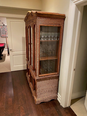 Faux Bamboo & Rattan China Cabinet/Hutch