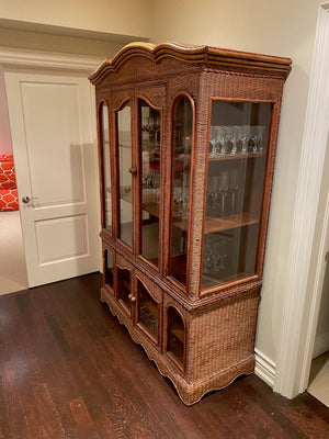 Faux Bamboo & Rattan China Cabinet/Hutch