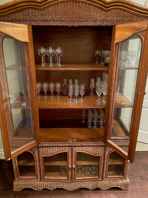 Faux Bamboo & Rattan China Cabinet/Hutch