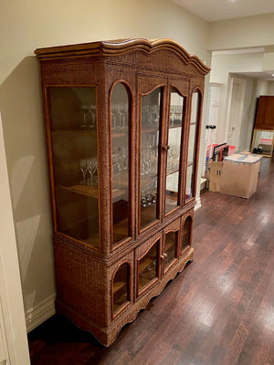 Faux Bamboo & Rattan China Cabinet/Hutch