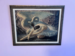 Vintage Vladimir Tretchikoff Print "Dying Swan", 1949-1951, Framed, Mid Century Art,