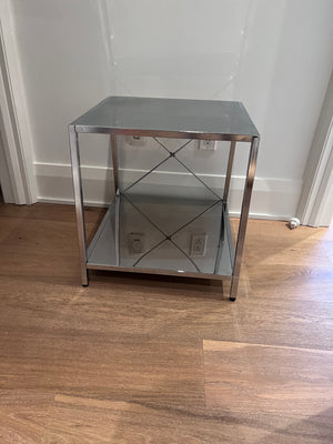 Pair of CB2 Harvey Chrome Side Tables