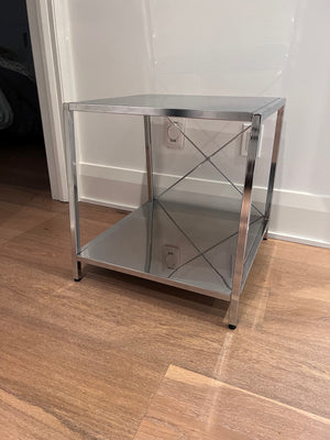 Pair of CB2 Harvey Chrome Side Tables