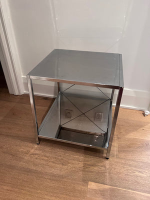 Pair of CB2 Harvey Chrome Side Tables