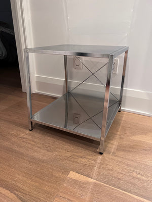 Pair of CB2 Harvey Chrome Side Tables