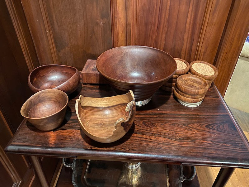 MCM Teak Mahogany Bowl Coaster Lot