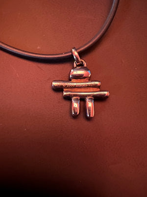 Birks Sterling Silver Inukshuk Pendant, Leather Strap Necklace