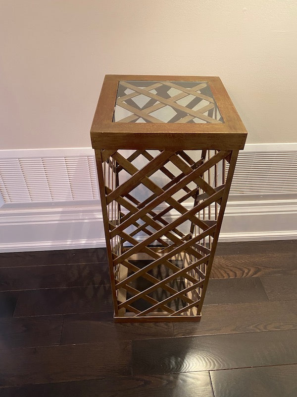 Square Glass Top Gold Accent Table