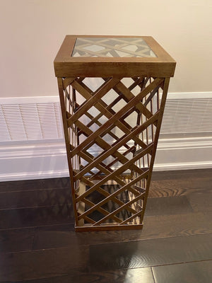 Square Glass Top Gold Accent Table