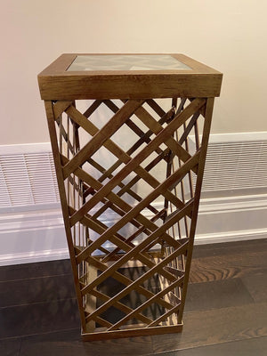 Square Glass Top Gold Accent Table