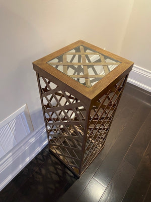 Square Glass Top Gold Accent Table