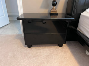 Pair of Vintage Black Lacquered Nightstands