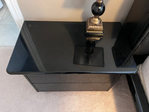 Pair of Vintage Black Lacquered Nightstands