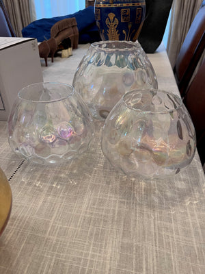 3 HomeSense Glass Candle Holders