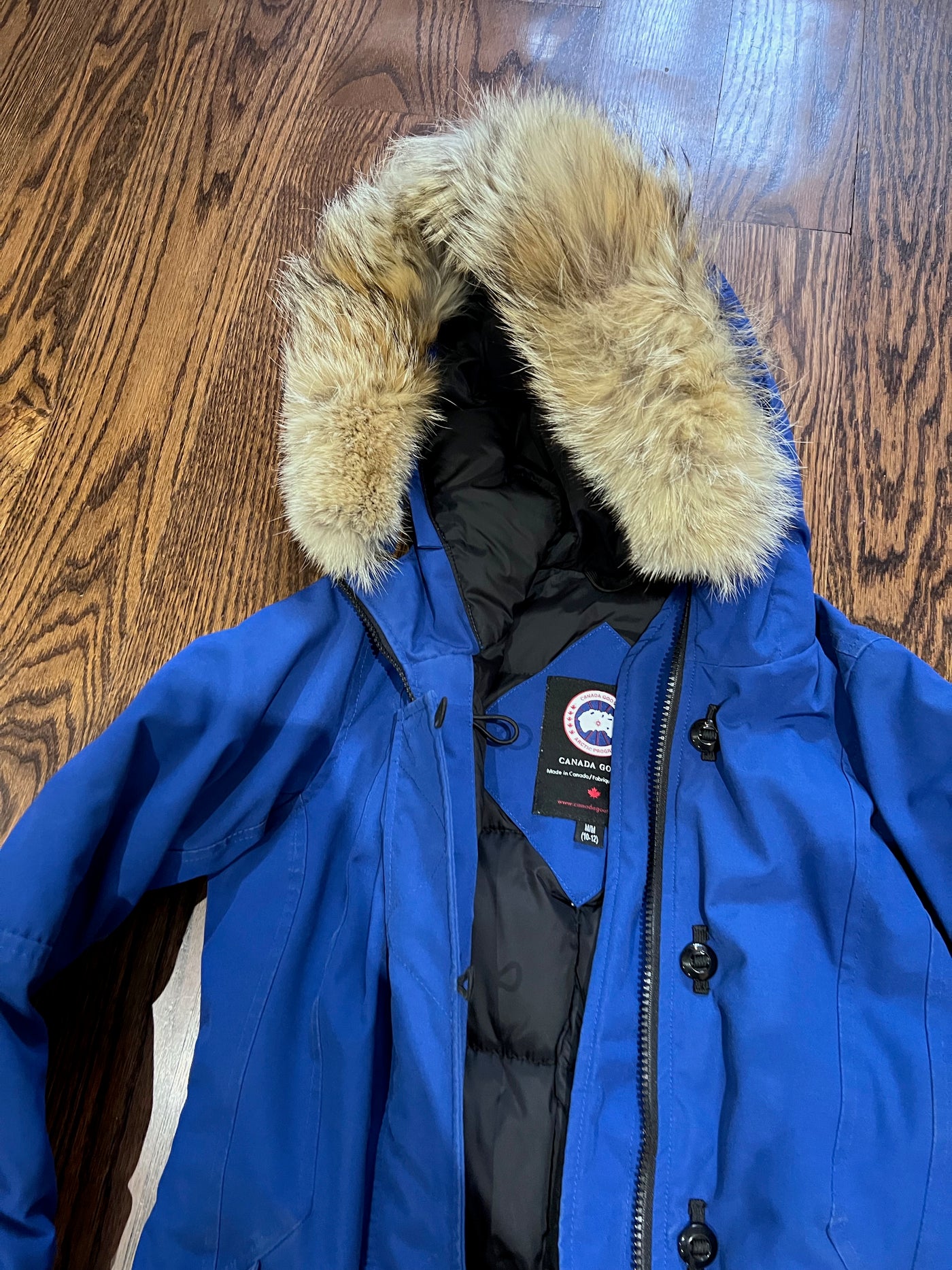 Youth Canada Goose Brittania Parka in Pacific Blue, Size M (10-12