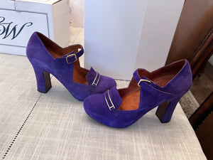 Women's Chie Mihara Purple Suede Pumps- Size 36.5