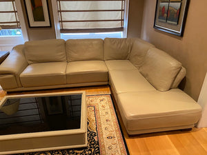 Beige Leather Sectional Sofa