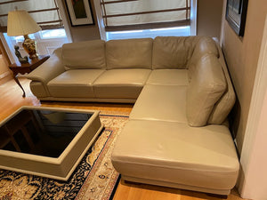 Beige Leather Sectional Sofa