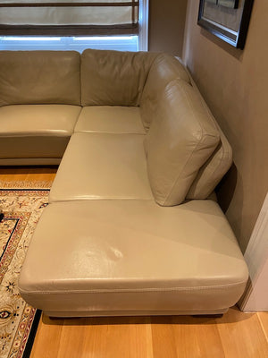 Beige Leather Sectional Sofa