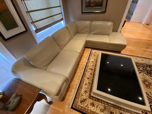 Beige Leather Sectional Sofa