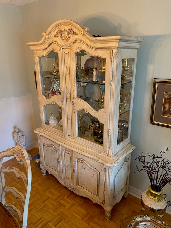 Vintage french deals provincial china cabinet