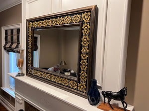 Double Border Mirror, with Gold Painted Accents