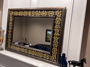 Double Border Mirror, with Gold Painted Accents