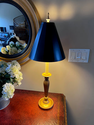 Pair of Gold Table Lamps, Black Shades