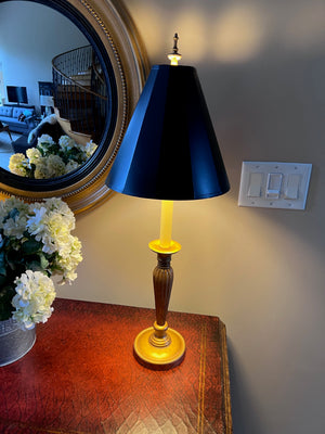 Pair of Gold Table Lamps, Black Shades