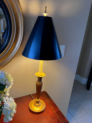 Pair of Gold Table Lamps, Black Shades