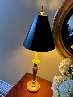 Pair of Gold Table Lamps, Black Shades