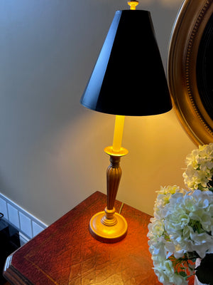 Pair of Gold Table Lamps, Black Shades