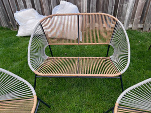 StyleWell Mix and Match Wicker Egg Patio Love Seat + 2 Chairs- Wheat