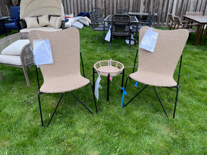 2 Wicker Chairs + Side Table