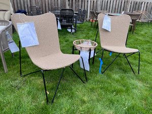 2 Wicker Chairs + Side Table