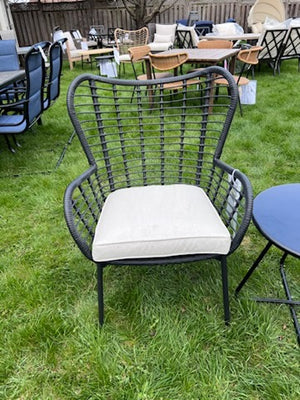 Black Wicker Armchair + Side Table