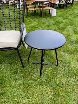 Black Wicker Armchair + Side Table